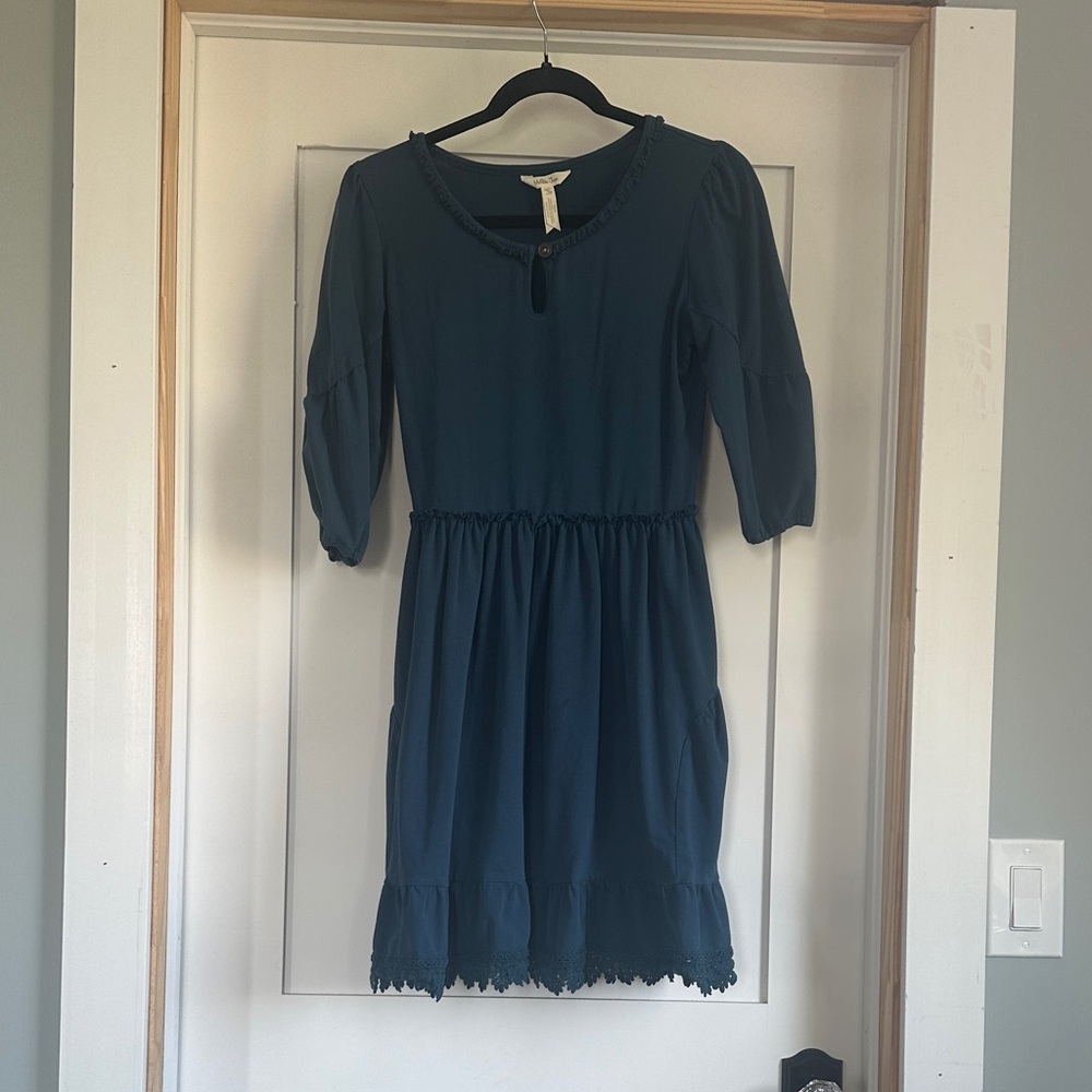Matilda Jane Teal Dress with Lace Detail